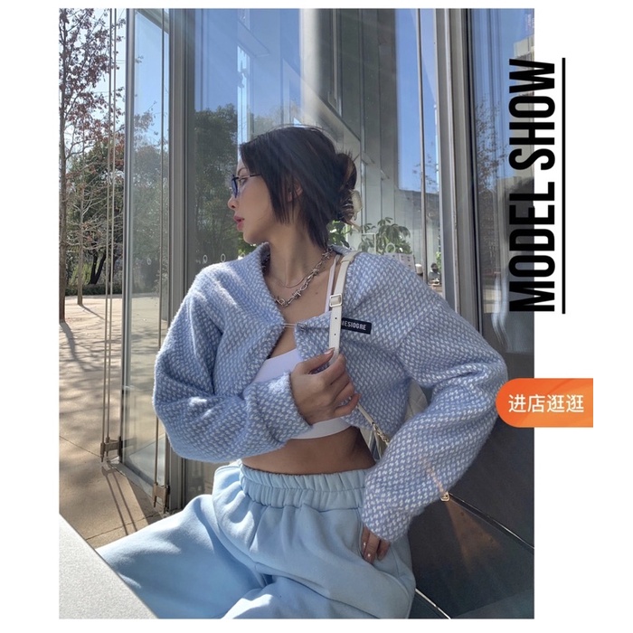 Order áo khoác street style mùa thu đông chất len thêu babyblue nhà DINDI | BigBuy360 - bigbuy360.vn