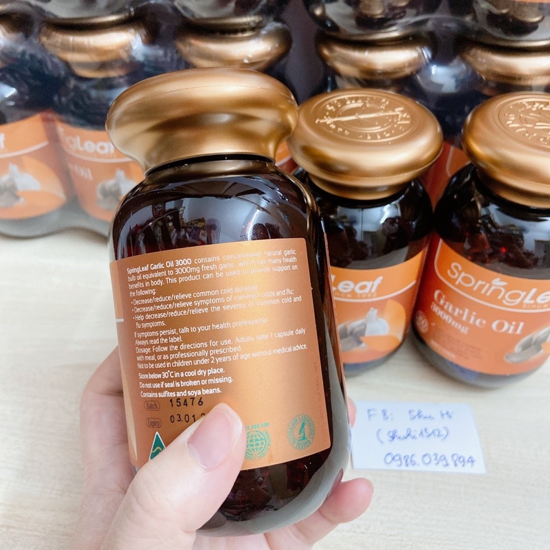Tinh dầu tỏi garlic oil spring leaf 3000mg 360 viên của úc, tăng đề kháng