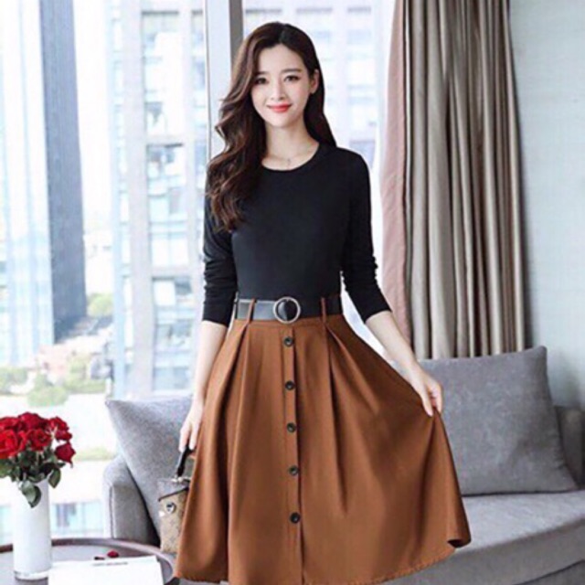 CHÂN VÁY MIDI PHỐI NÚT XINH ĐẸP | BigBuy360 - bigbuy360.vn