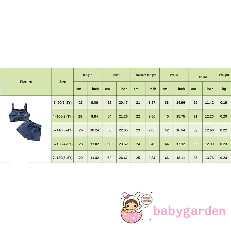 Bộ Áo Croptop Hai Dây Màu Trơn + Quần Short Denim Phối Dây Kéo Thời Trang Mùa Hè Cho Bé Gái 1-6 Tuổi