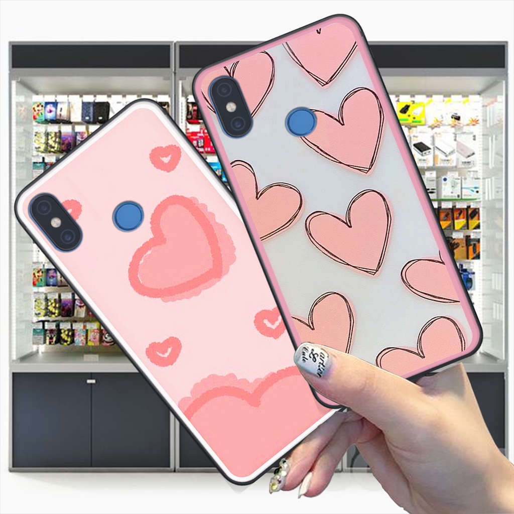 Ốp Xiaomi MI 8 / MI 8 LITE / Mi 8 SE in hình trái tim caro đen trắng , hồng cute xinh xắn dễ thương