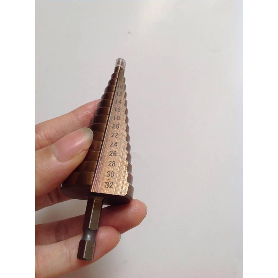 Mũi khoan tháp thẳng bằng thép gió HSS mạ coban M35 phi 4-32mm