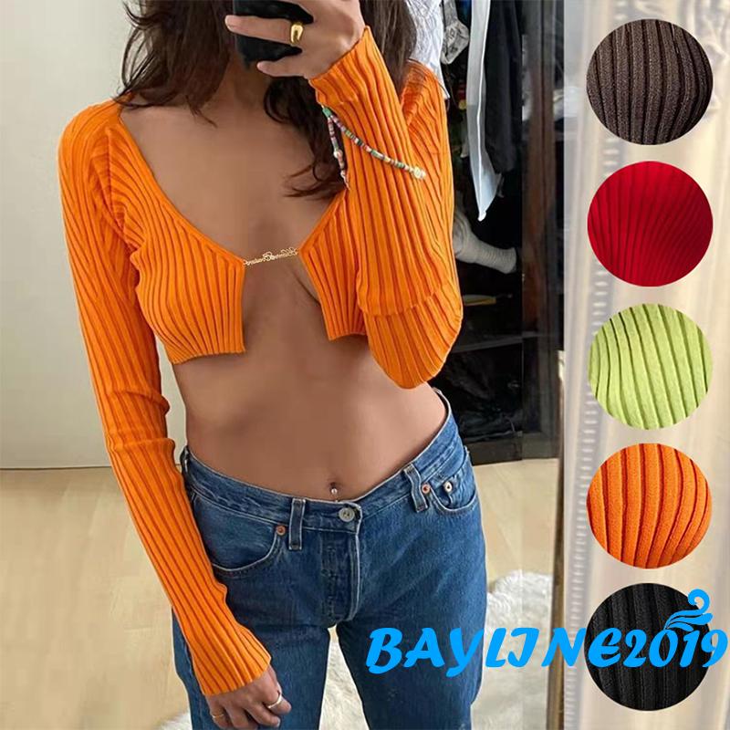 Áo Sơ Mi Dài Tay Cổ Sâu Màu Sắc Thời Trang Dành Cho Nữ