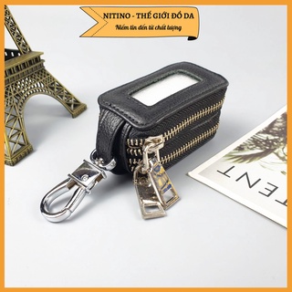 Bao da chìa khóa xe ô tô, bọc chìa smartkey chất liệu da bò 2 ngăn BCK01
