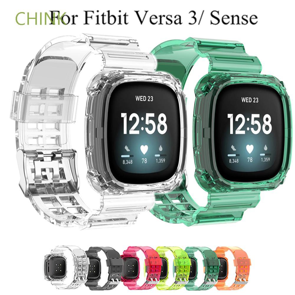 Bộ Vỏ Bọc Silicon Trong Suốt + Dây Đeo Cho Đồng Hồ Fitbit Versa 3 / Fitbit Sense