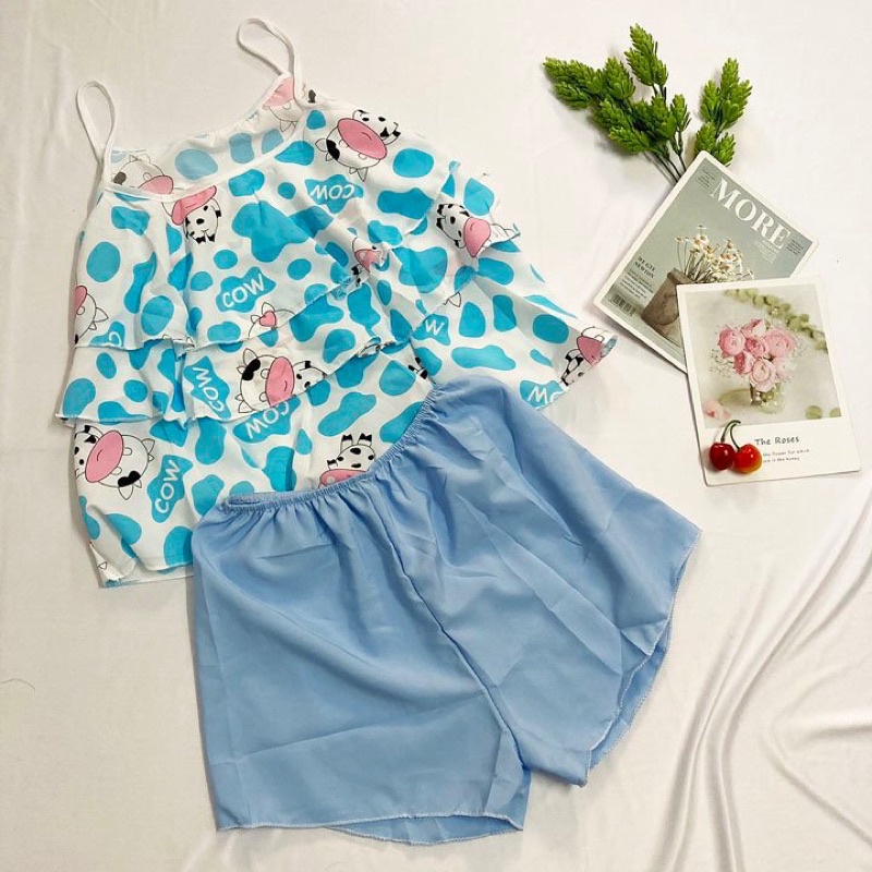 Đồ bộ mặc nhà freesize từ 40-45kg , đồ bộ cho nữ, cho bé gái lớn vải mềm - B02