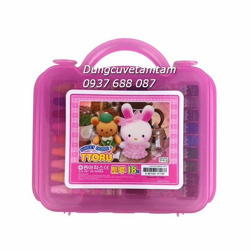 [ TÂM TÂM ] Bút màu  sáp dầu TToru hộp nhựa màu hồng, Oil Pastell TToru