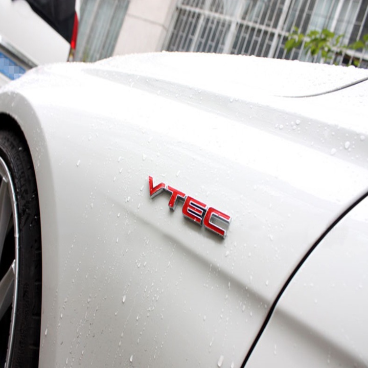 Decal tem chữ inox VTEC, IVTEC và 2.4 dán đuôi xe ô tô