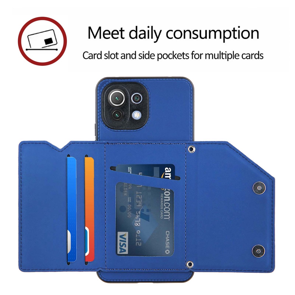 Bao Da Điện Thoại Kiểu Ví Tiền Cho Xiaomi Mi 11 10t Lite Ultra Pro Poco M3 11x Pro Redmi Note 10 5g