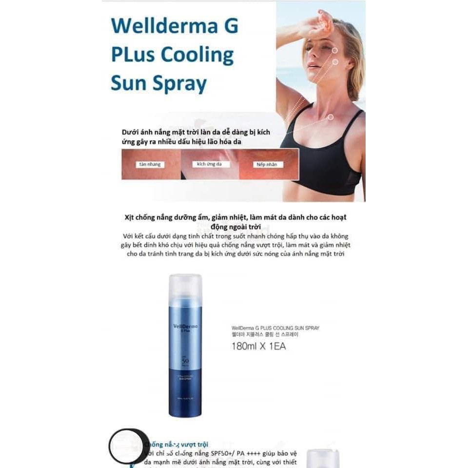 SỊT CHỐNG NẮNG WELLDERMA G PLUS COOLING SUN SPRAY SPF 50+ PA++++