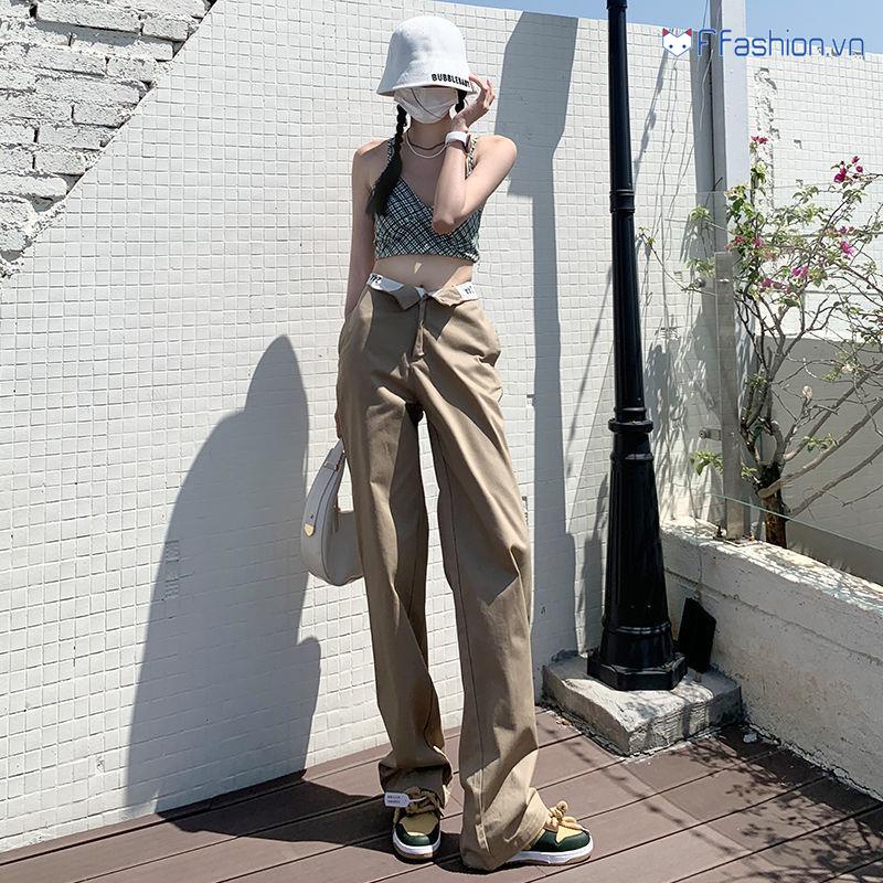 Quần Jeans Nữ Lưng Cao Ống Rộng Thời Trang Mỹ