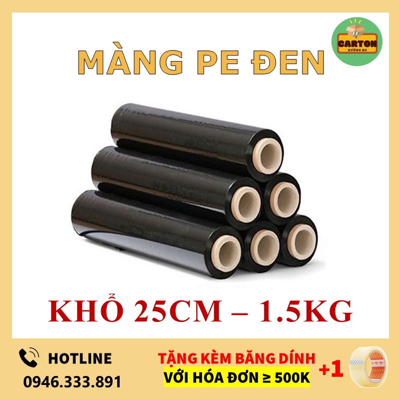 [SỈ/LẺ] Màng PE Đen khổ 25Cm 1.5Kg, Màng Co PE Đen Giá Rẻ Hà Nội