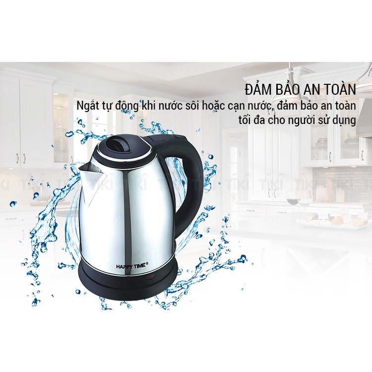 Ấm Siêu Tốc Sunhouse Happy Time 1,8l, Ấm Đun Siêu Tốc Inox Cách Nhiệt HTD1081 Hàng Chính Hãng