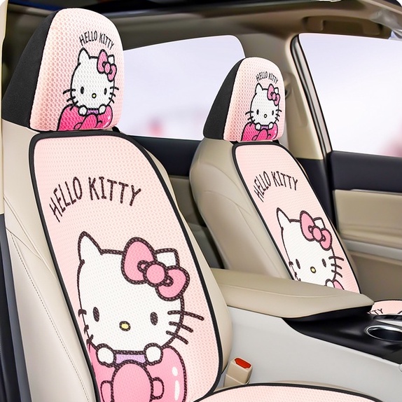 Bộ 2 Vỏ Gối Tựa Đầu Gắn Ghế Ngồi Xe Hơi Hình Mèo Kitty Dễ Thương