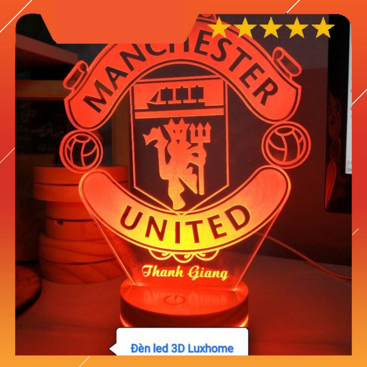 Đèn Led 3D | Manchester United |Decor bàn học | Decor bàn làm việc | quà tặng sinh nhật | có khắc tên theo yêu cầu