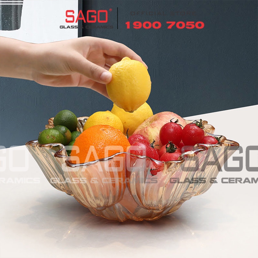 Tô Thủy Tinh Màu Hoa Tulip Cao Cấp Sang Trọng Bàn Tiệt 37cm , 28cm Tùy chọn Màu