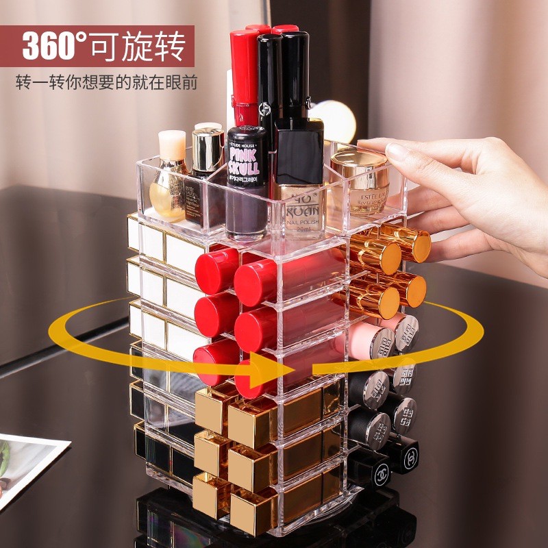 Khay đựng son 48 ô xoay 360 độ cao cấp