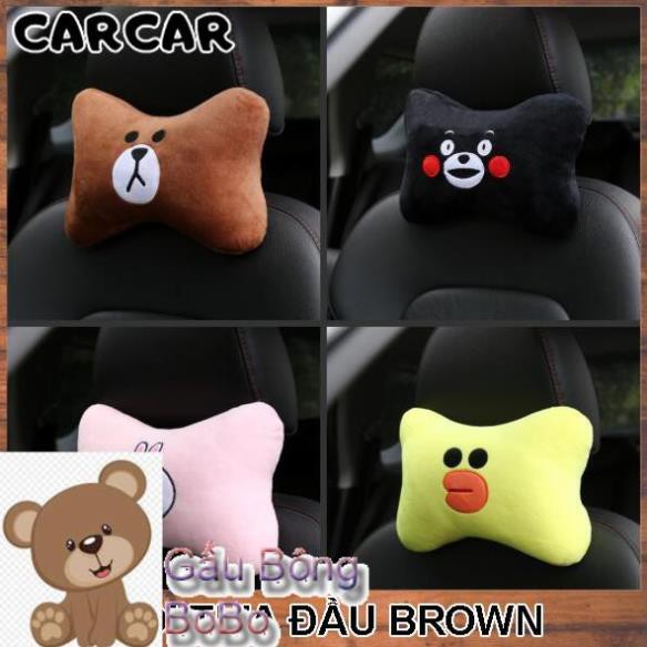 [BOBO] Gối tựa đầu ô tô hình gấu Brown và những người bạn, làm từ chất liệu nhung nhồi bông PP cực dễ thương