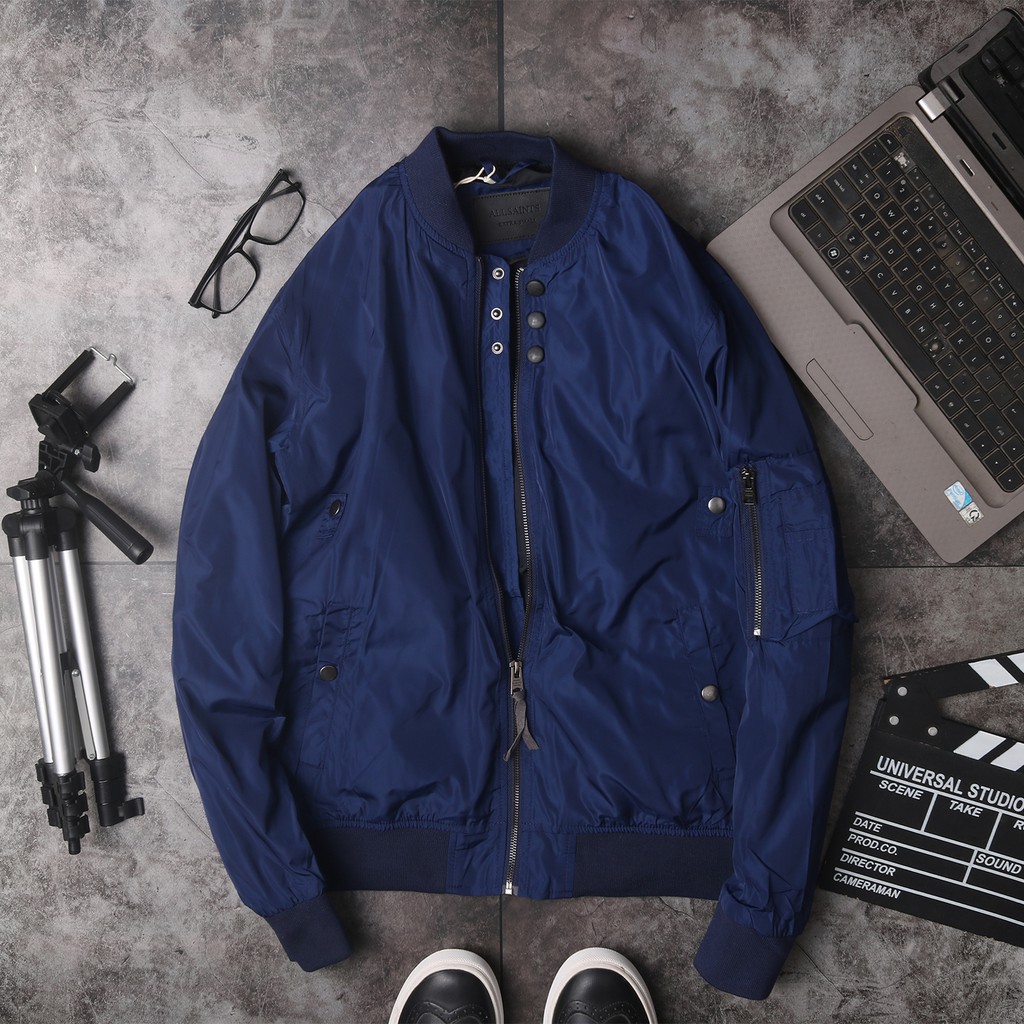 Áo khoác gió nam Bomber vnxk all saints  trơn màu xuất dư