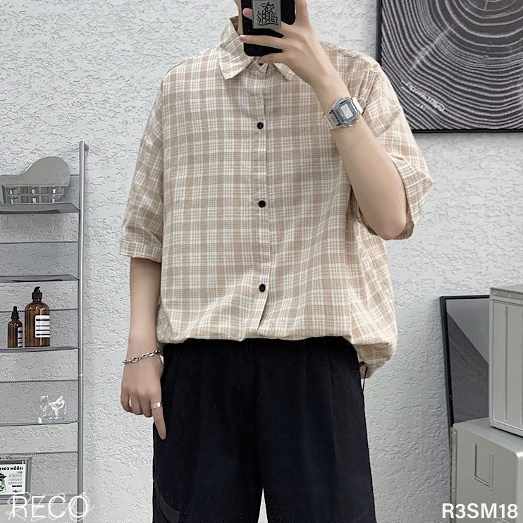 Áo sơ mi nam nữ Hàn Quốc cao cấp dáng rộng tay lỡ Shirt Loose R3SM18