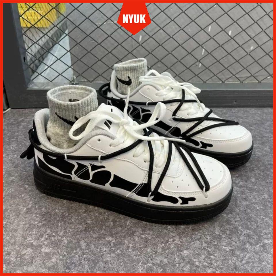 South Korea ulzzang stitching laces zebra sneakers casual student sneakers