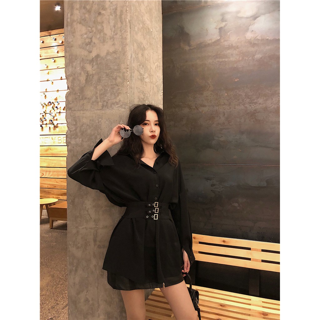 🌸Xả Có Hạn🌸Hàng Quảng Châu🌸Váy Sơ Mi Thắt Đai Cá Tính🌸Thời Trang Sàng Điệu