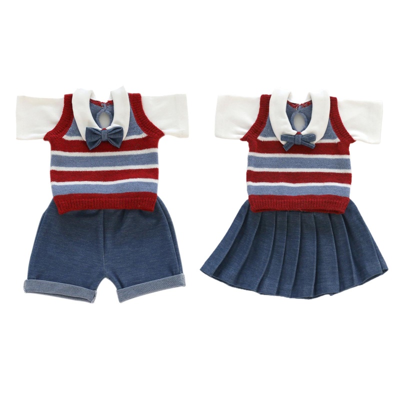 Set Đồ 2 Món Gồm Áo Dệt Kim Tay Cộc + Quần Shorts + Băng Cài Đầu Chụp Ảnh Cho Bé Sơ Sinh