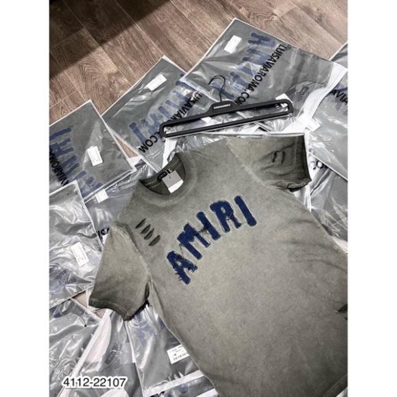 Áo Phông cộc tay Nam AMR Thêu Chữ cao cấp - Áo Thun cotton Nam rách cực chất AMR