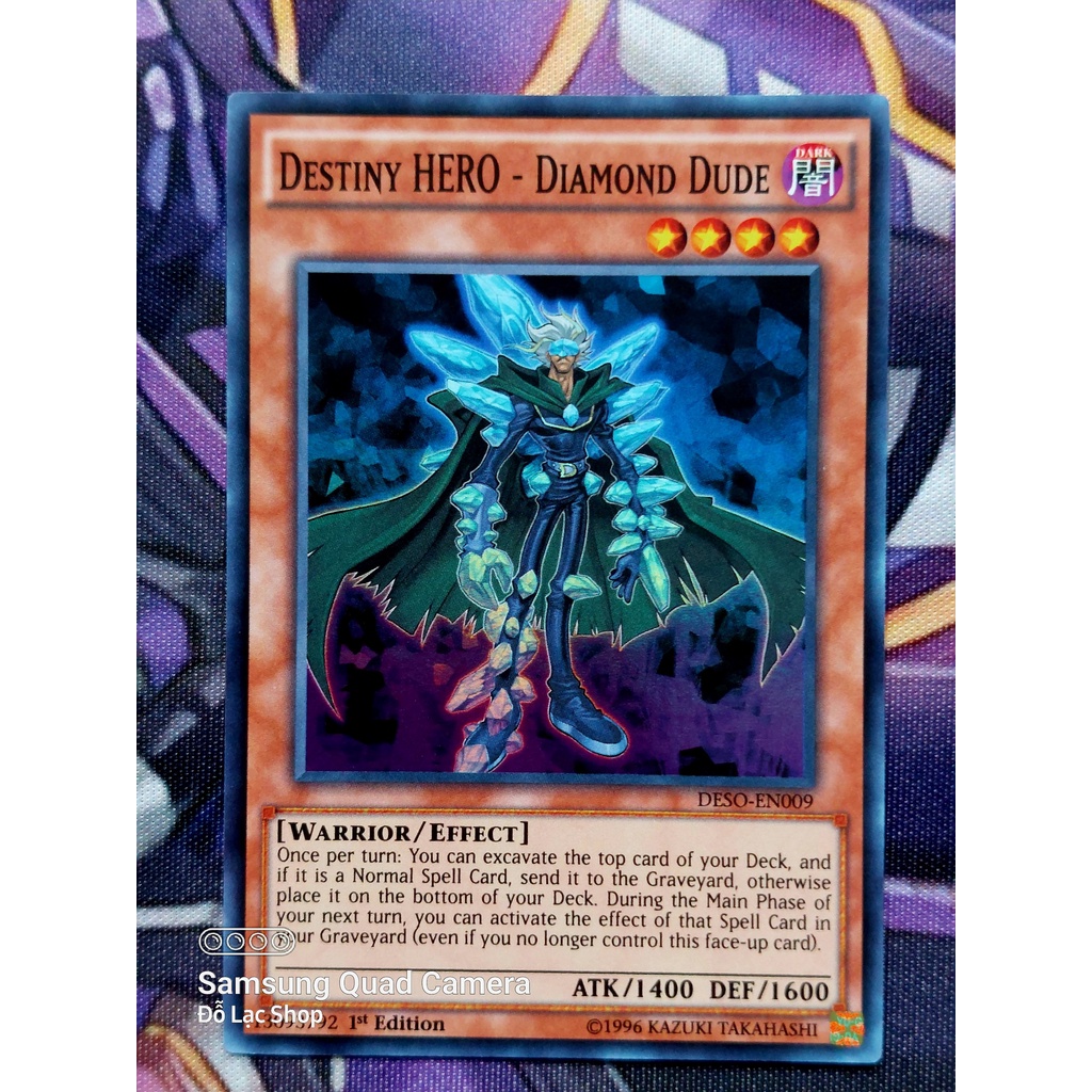Thẻ Bài Mint90 Yugioh Monster Destiny HERO - Diamond Dude  - Super Rare