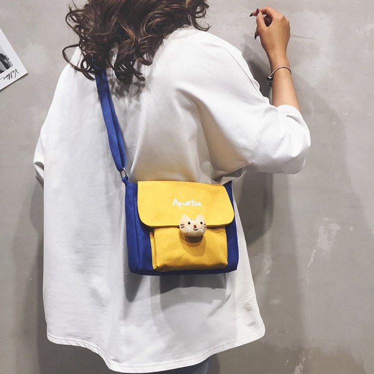 Túi Vải Canvas Đeo Chéo Phong Cách Nhật Bản Xinh Xắn Dành Cho Nữ