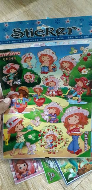 Set 10 tờ dán stiker phim hoạt hình kích thước 22x24cm có 10 mẫu khác nhau