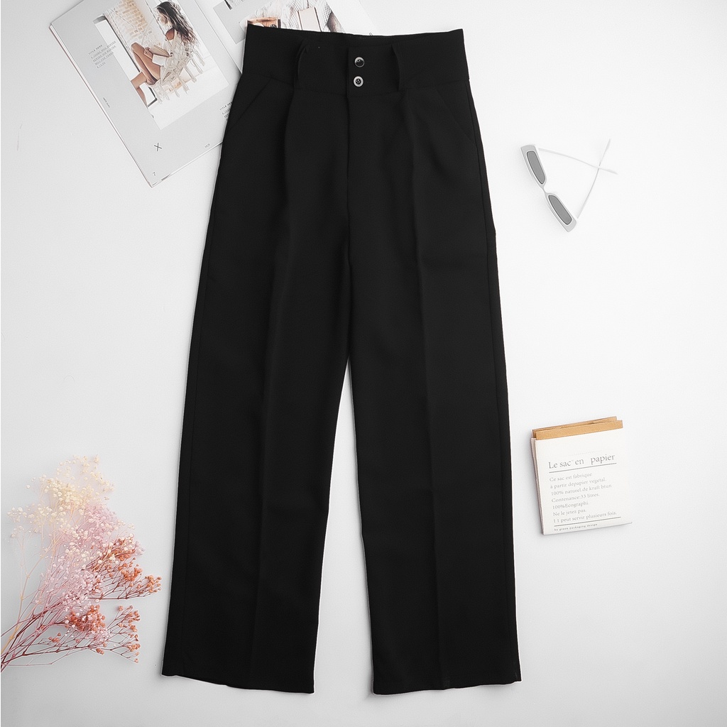 Quần ống rộng suông dài 100cm Kanimi, quần culottes chất tuyết mưa cực đẹp tôn dáng | BigBuy360 - bigbuy360.vn