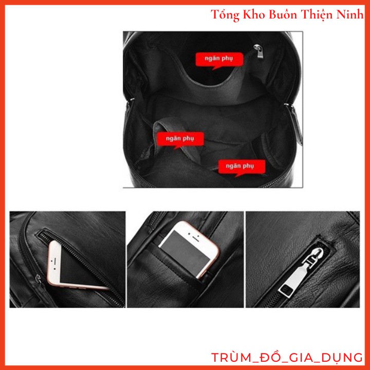 Balo nữ da mềm thời trang tặng kèm móc gấu