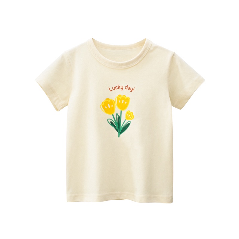 Áo Thun Ngắn Tay In Hoa Cho Bé Gái