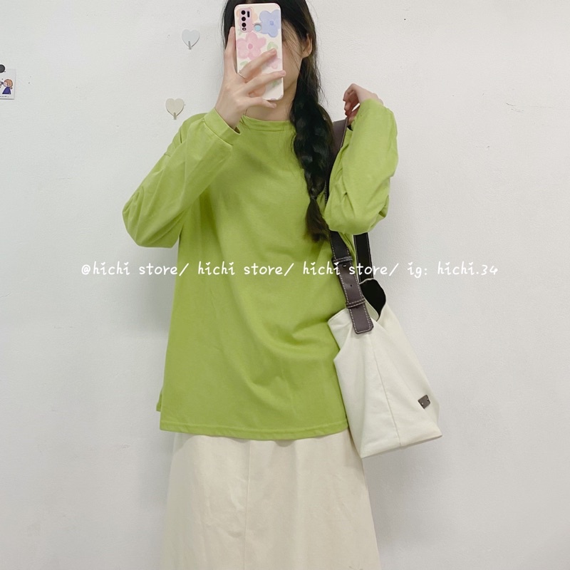 áo phông thun trơn tay bo dài tay nữ ulzzang hàn quốc hichi | BigBuy360 - bigbuy360.vn