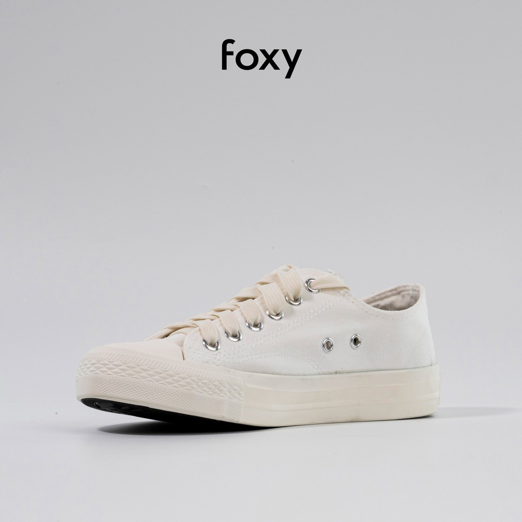 Giày Sneaker Nữ FOXY Đế Bằng Màu Trắng Be Dáng CV Basic Cổ Thấp - FOX021 | BigBuy360 - bigbuy360.vn