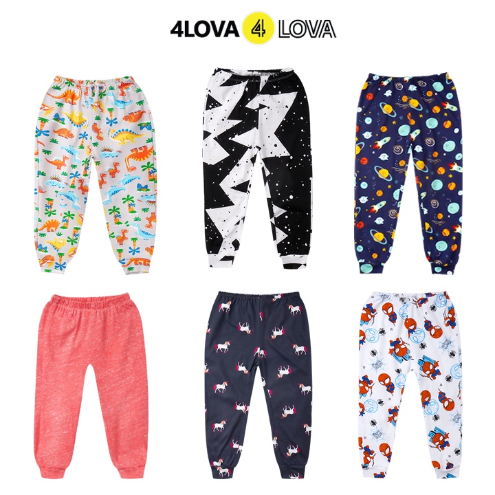 Quần thun dài bo gấu 4LOVA chất cotton mềm mại co giãn cho bé 24-38kg