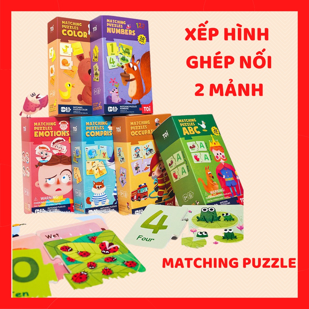 (Xếp hình ghép nối thông minh) Matching puzzle nhiều chủ đề - Tăng nhận thức cho bé từ 1,5-3 tuổi