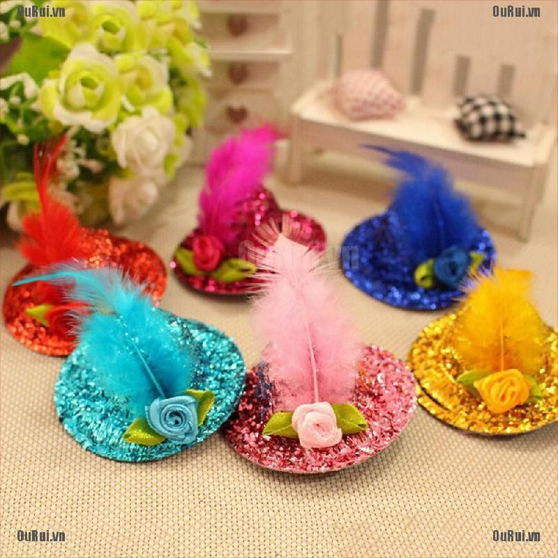 (FCC) Kẹp Tóc mini Hình Nón Lông Vũ Dễ Thương Cho Nữ