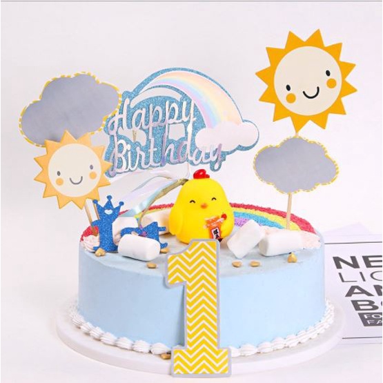 Phụ kiện trang trí bánh sinh nhật bánh kem - SET THẺ CẮM 1 TUỔI