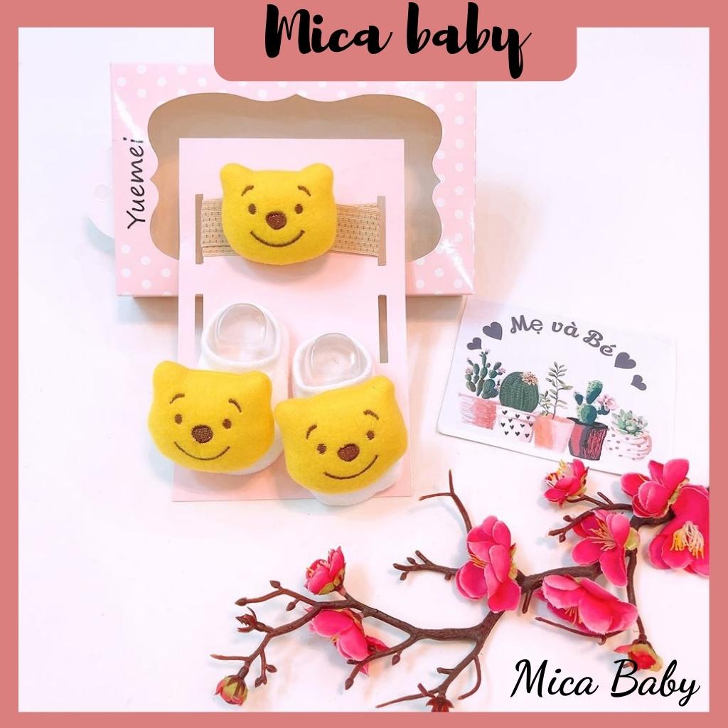 Set tất kèm băng đô hình thú cho bé từ 0-1 tuổi Mica baby