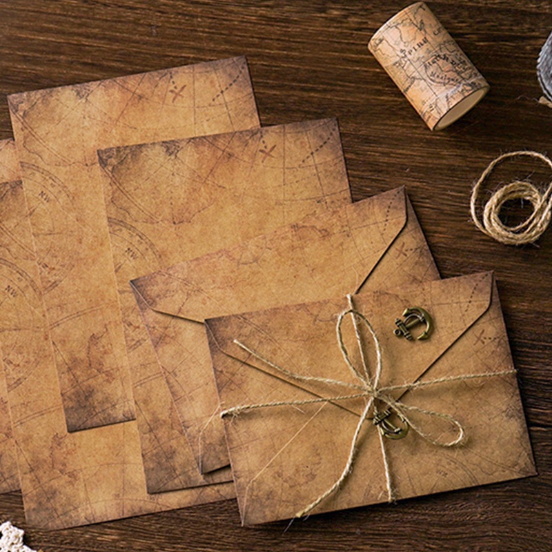 Set 2 Bao Thư Giấy Phong Cách Vintage Lãng Mạn Kèm Dây Treo