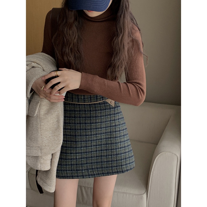 Áo len cổ lọ nữ Áo cổ cao nữ Giữ ấm Dài tay Màu trơn Thu Đông Hàn Quốc Ulzzang Thời trang