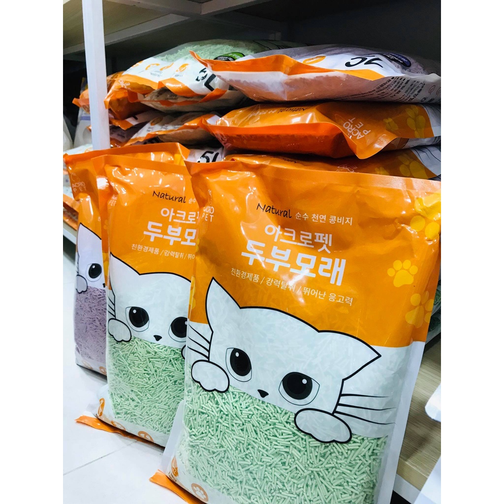 Cát vệ sinh cho mèo_cát Tofu Acro pet_ Cát vệ sinh đậu phụ cho mèo nhập khẩu Hàn Quốc_túi 5L