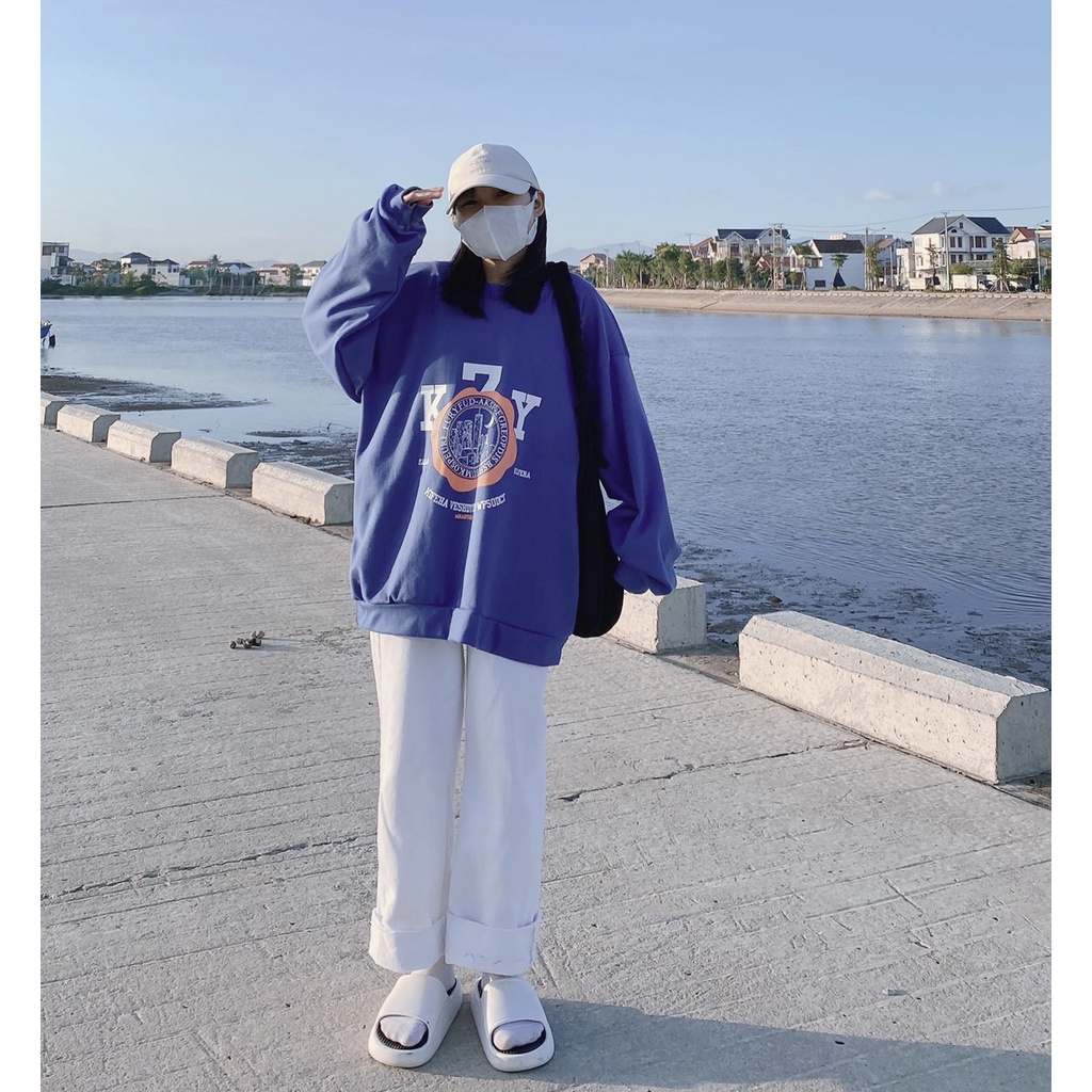 Áo Sweater Nữ Mee - Nỉ form rộng KY7 tay bồng, Thun dài tay in hình hottrend dáng Ulzzang | WebRaoVat - webraovat.net.vn