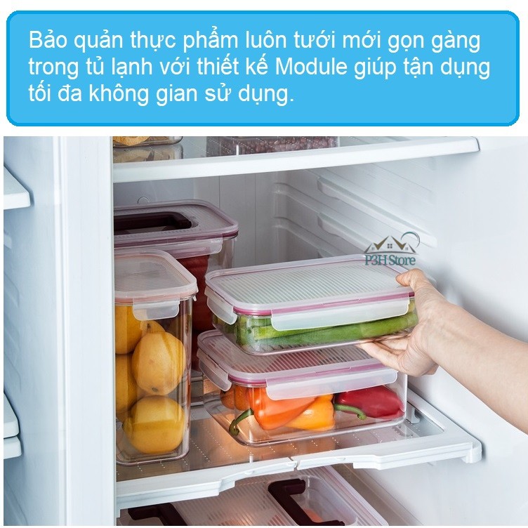Hộp bảo quản thực phẩm có quai xách Lock&Lock Bisfree Modular bằng nhựa Tritan dung tích 4.8L LBF408H