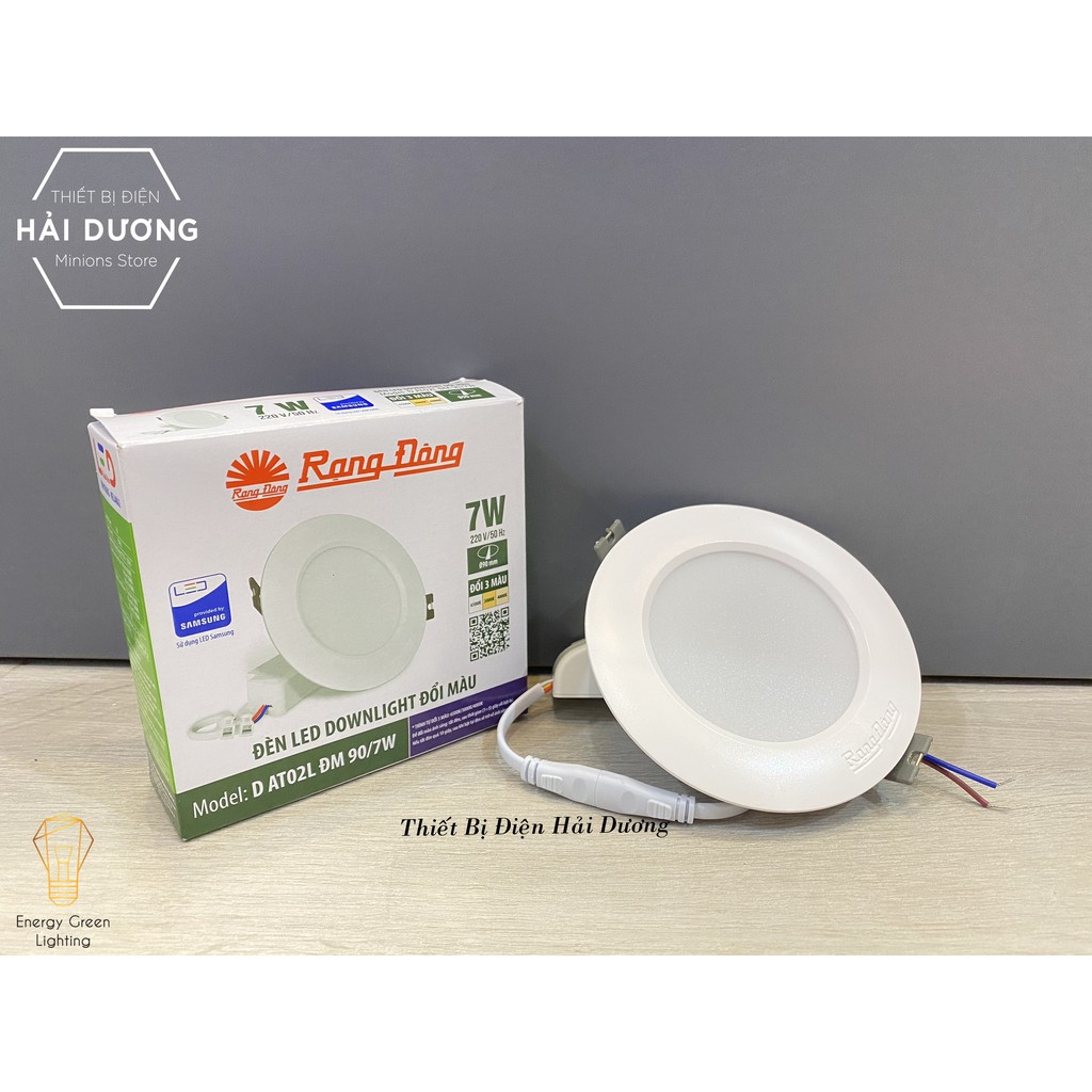 Đèn LED Downlight Âm Trần Đổi Màu Rạng Đông D AT02L ĐM 90/7W 3 Chế Độ Sáng Trắng Vàng Trung Tính