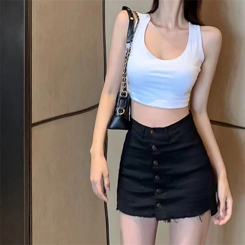 Chân Váy Jean Chữ A Lưng Cao Màu Sắc Thời Trang Cho Nữ