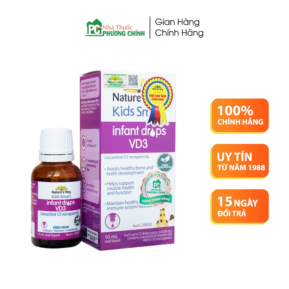 Vitamin D3 Cho Trẻ Sơ Sinh Nature's Way Kids Smart Infant Drops VD3 - Lọ 10ml