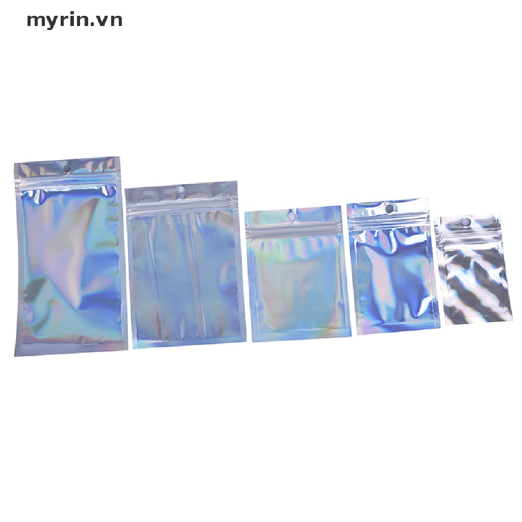 Set 10 Túi Zip Nhựa Màu Holographic Đựng Mỹ Phẩm Tiện Dụng